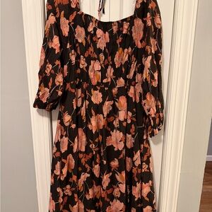 Hayden Black and Pink Floral Long Sleeve Dress